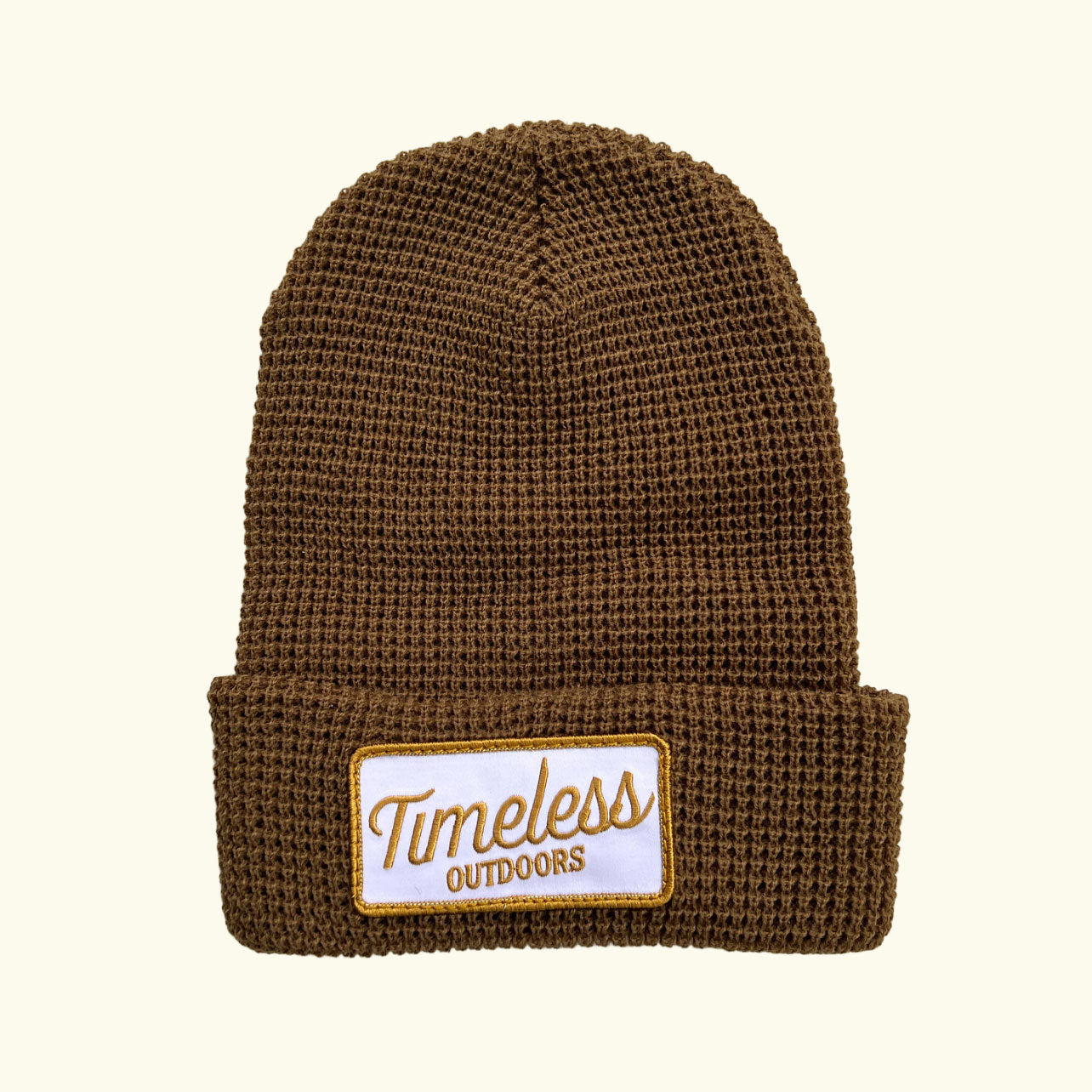 Heritage Logo Waffle Cuffed Beanie in Curry