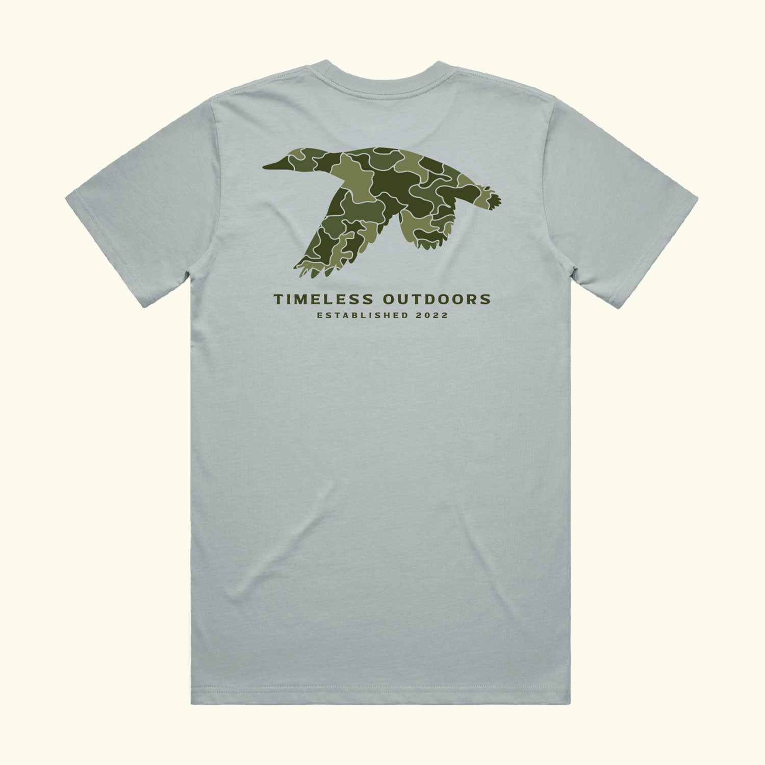 Timeless Outdoors The Flyover T-Shirt in Storm, Graphic shirt with camo duck illustration